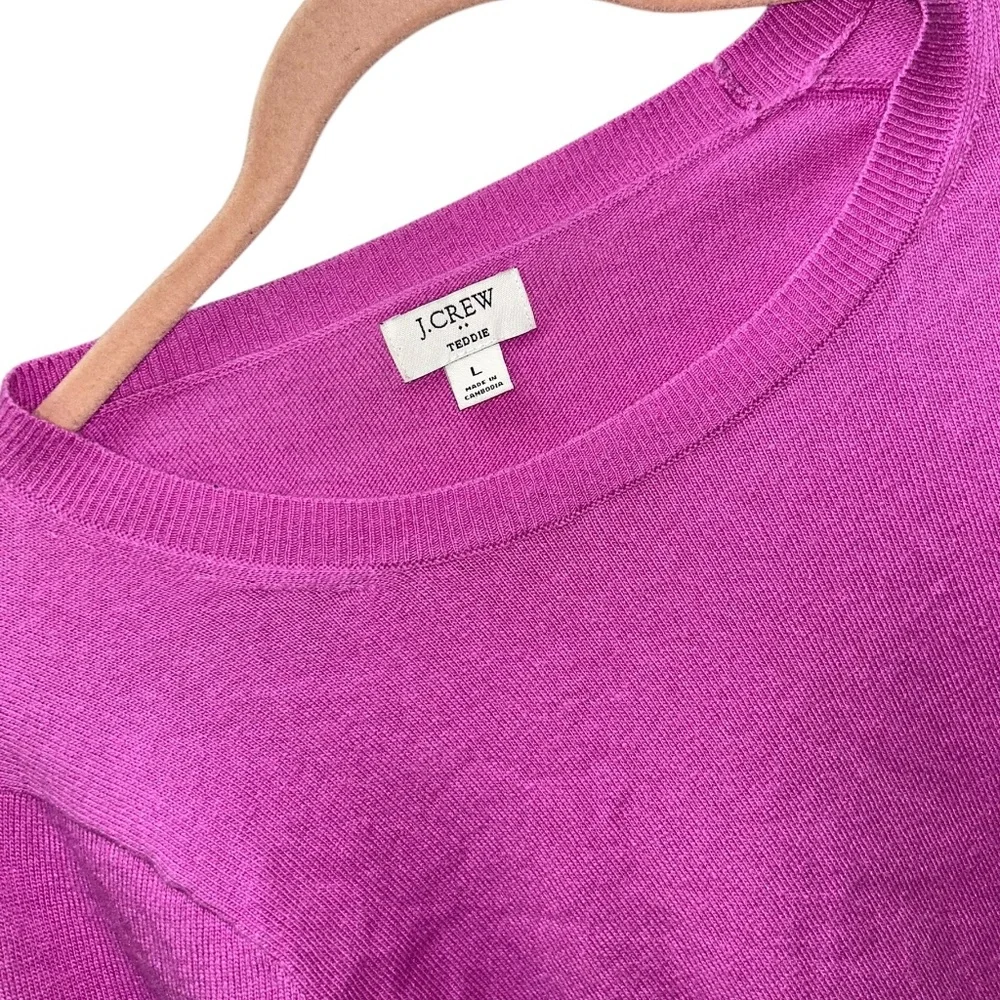 J. Crew TEDDIE prettiest Spring color purple pink sweater L 42 bust